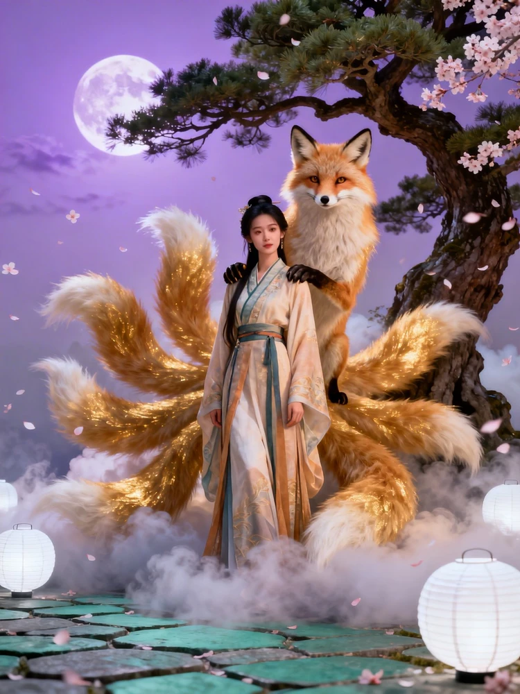 九尾灵狐禅意幻境写真