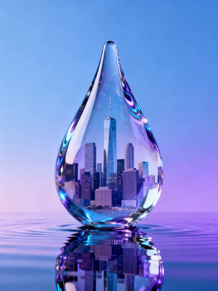 城市地标水滴海报