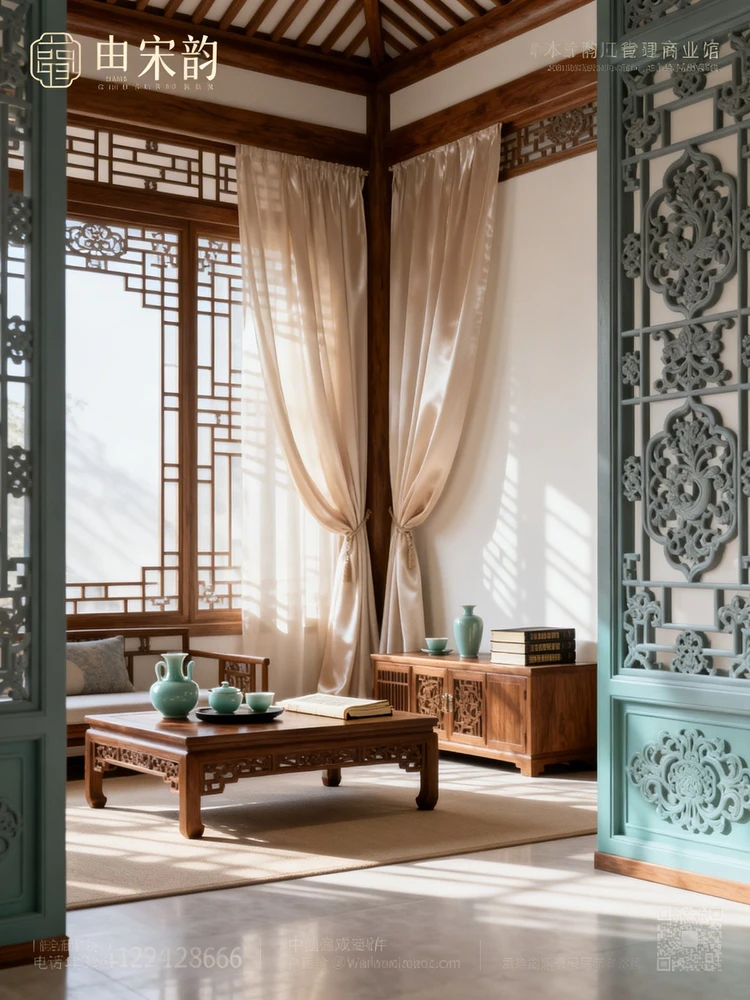 新中式宋韵空间效果图生成