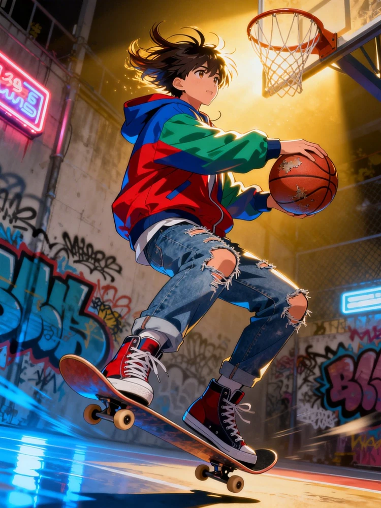 街头运动动漫插画