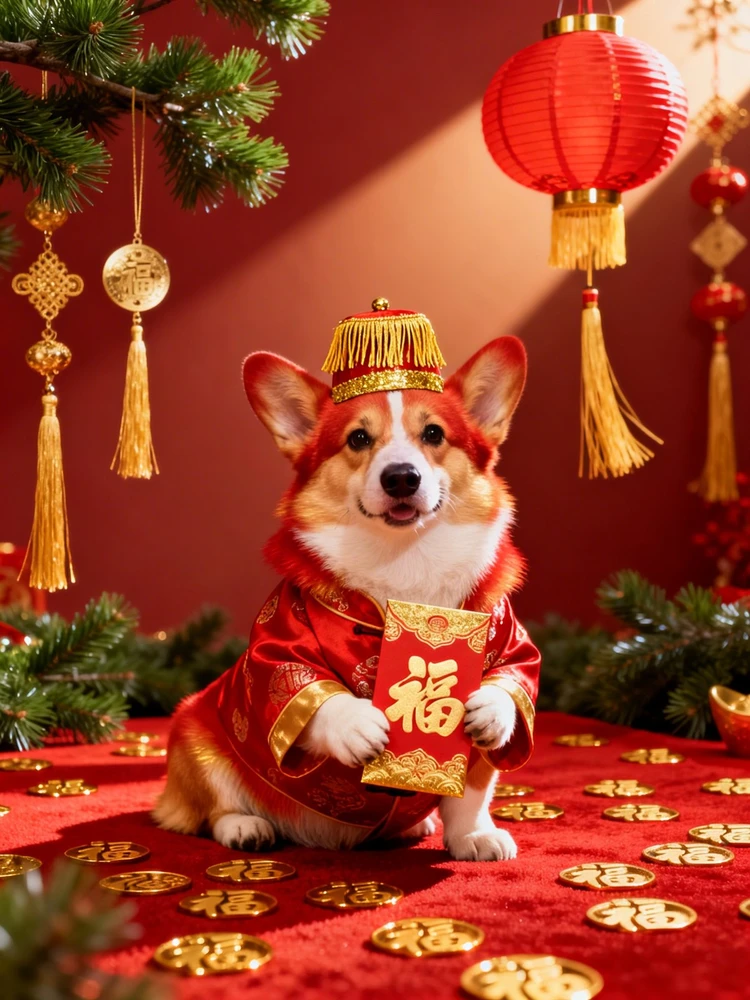 宠物新年发财写真