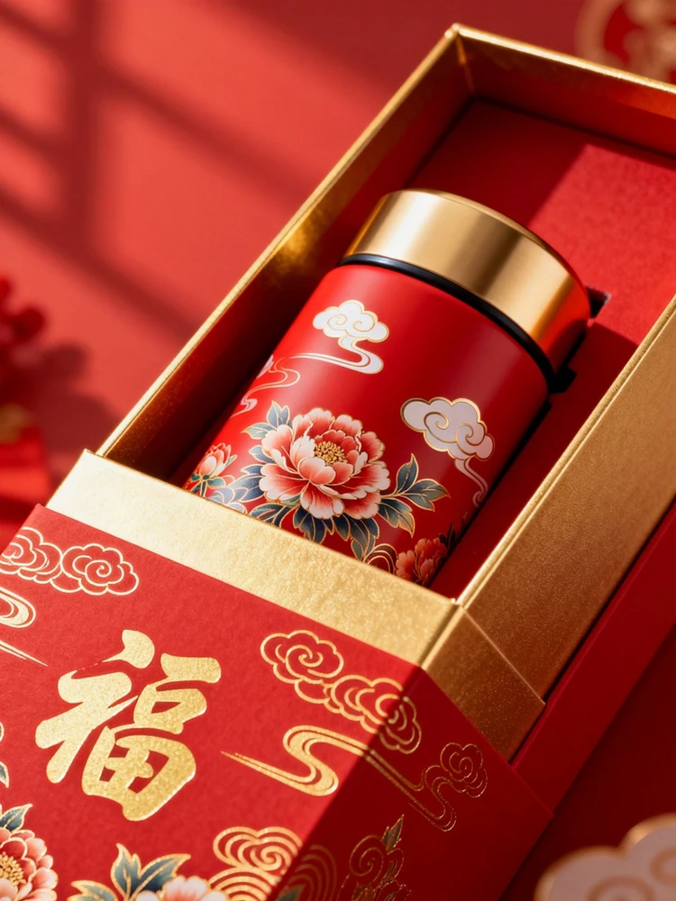 新春国潮保温杯礼盒海报