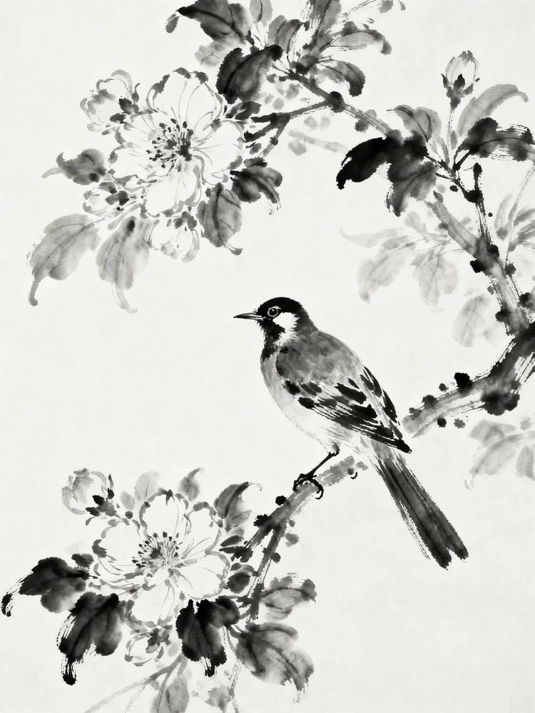 国风花鸟水墨画