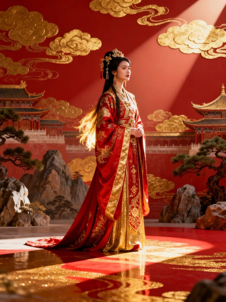 鎏金宫廷红锦艺术照