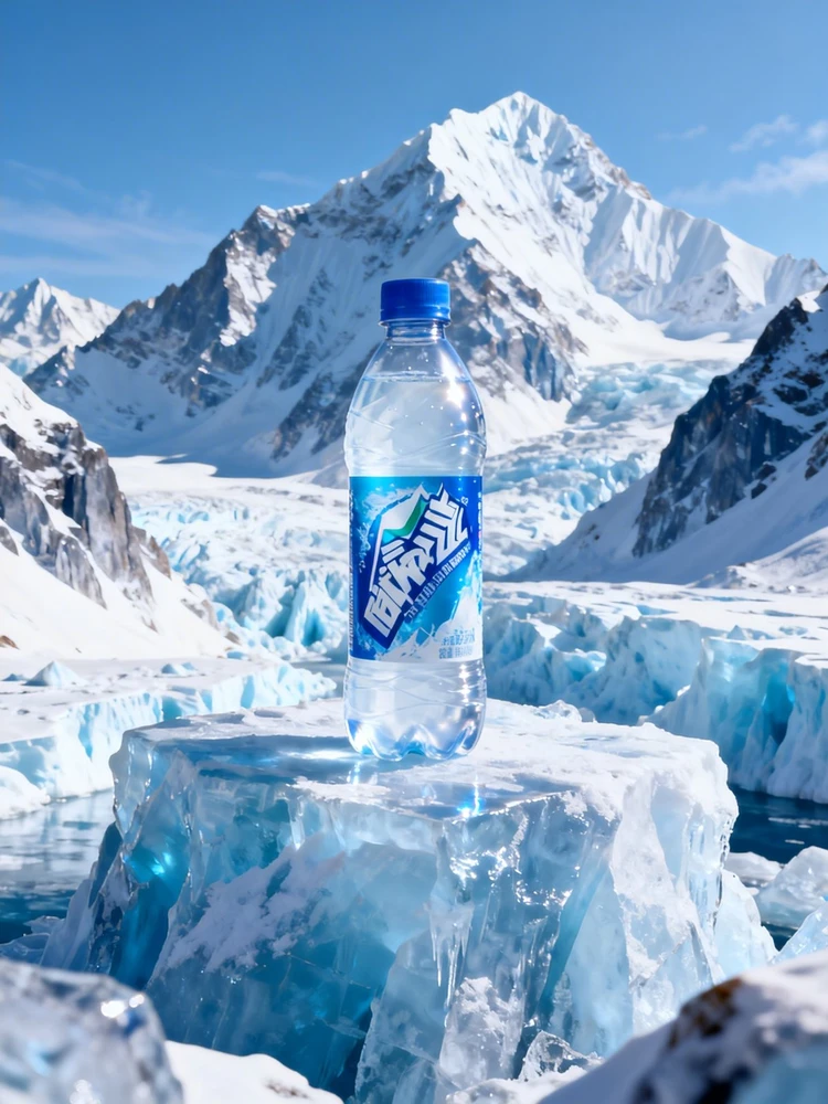 产品图秒变超现实冰川广告海报