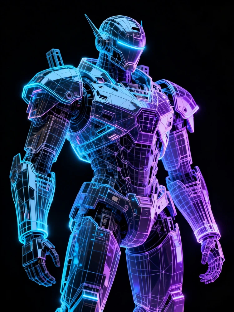 角色全息线框机甲化