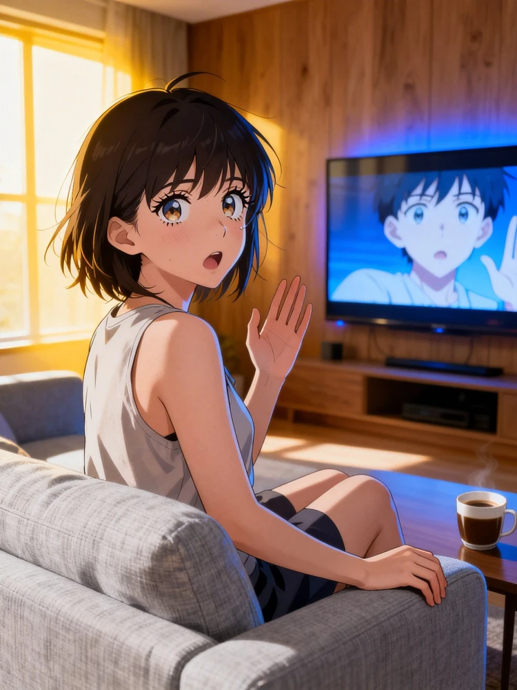 二次元偷看电视反应写真