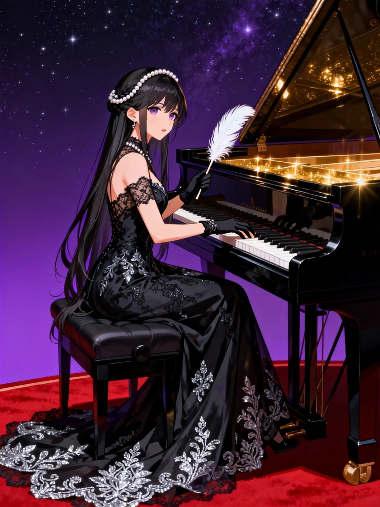 暗黑公主钢琴演奏动漫写真