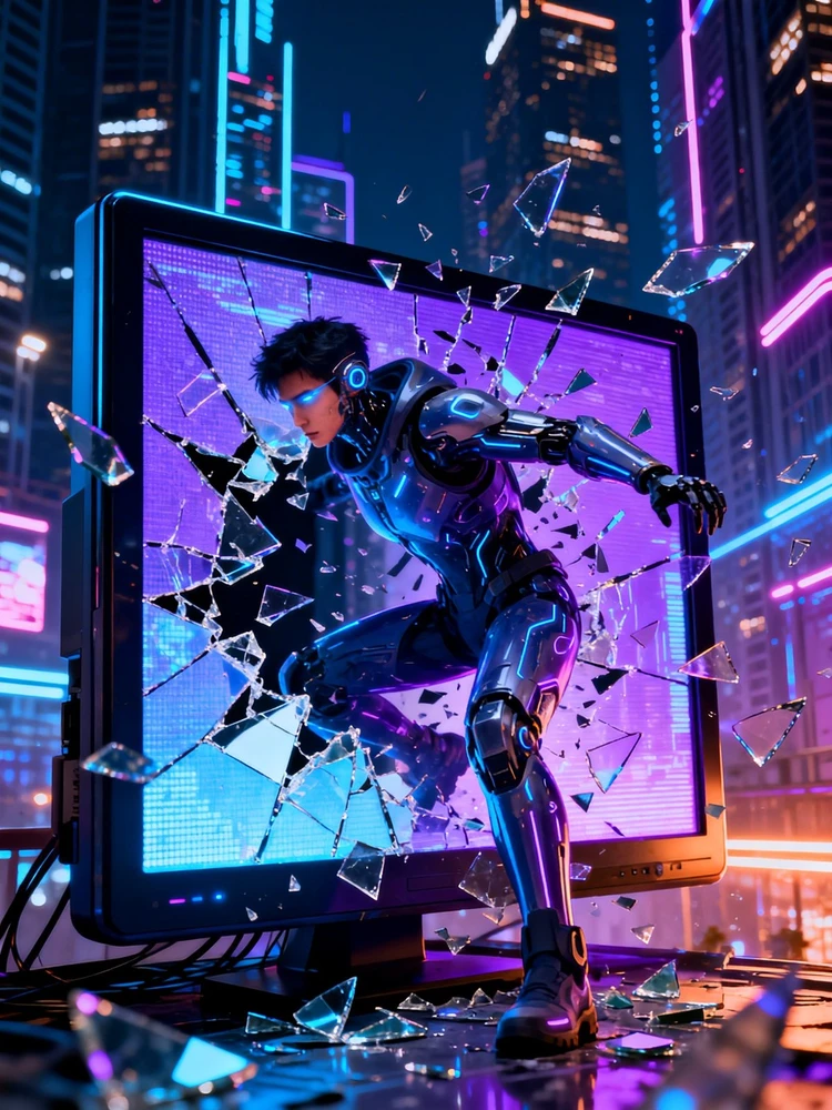 赛博破屏角色海报