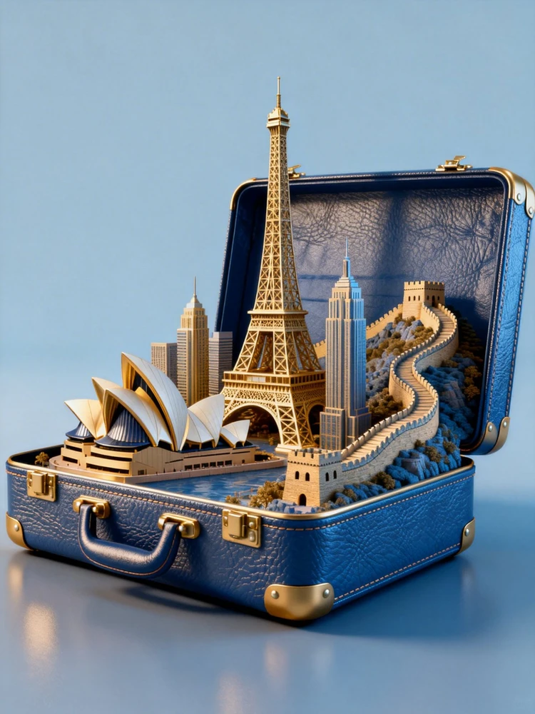 旅行箱里的城市奇境海报