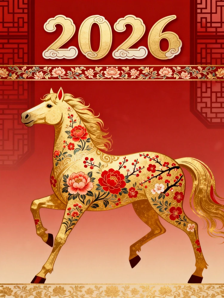 生肖马新年国风海报