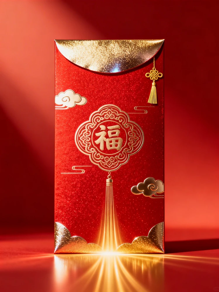 新年鎏金红包封面海报