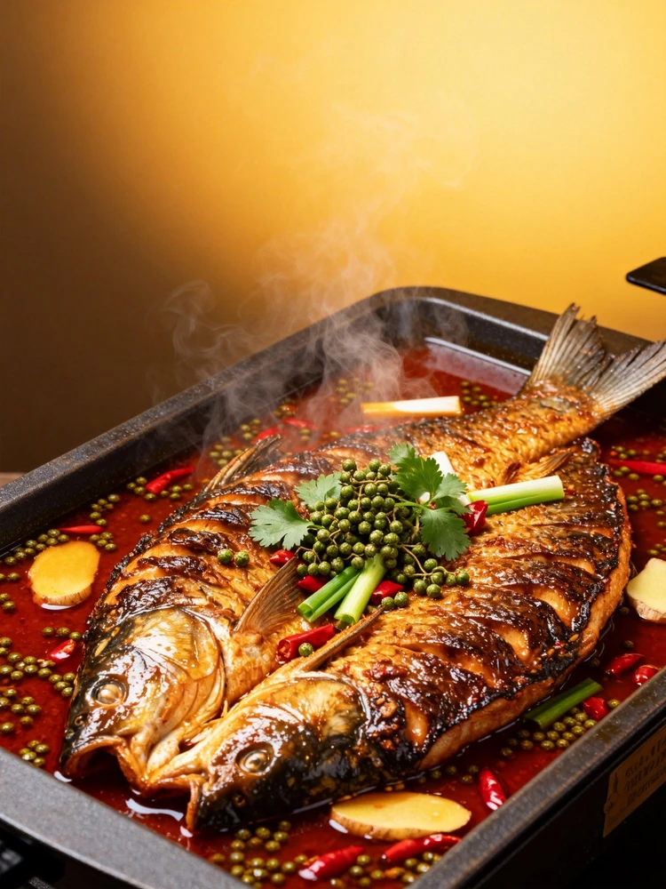 爆香川味烤鱼美食大片