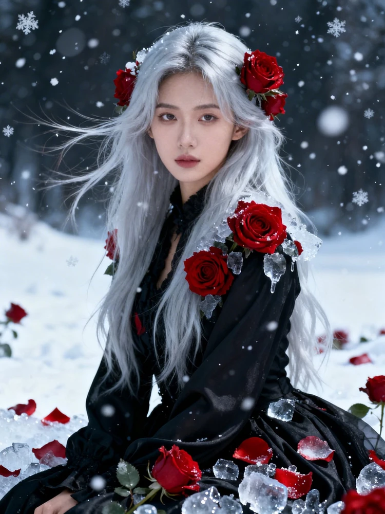 雪境玫瑰破碎感写真