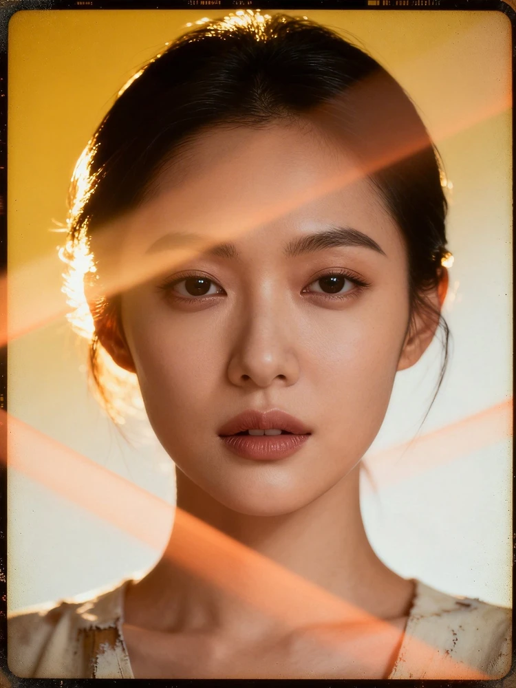 复古漏光氛围人像