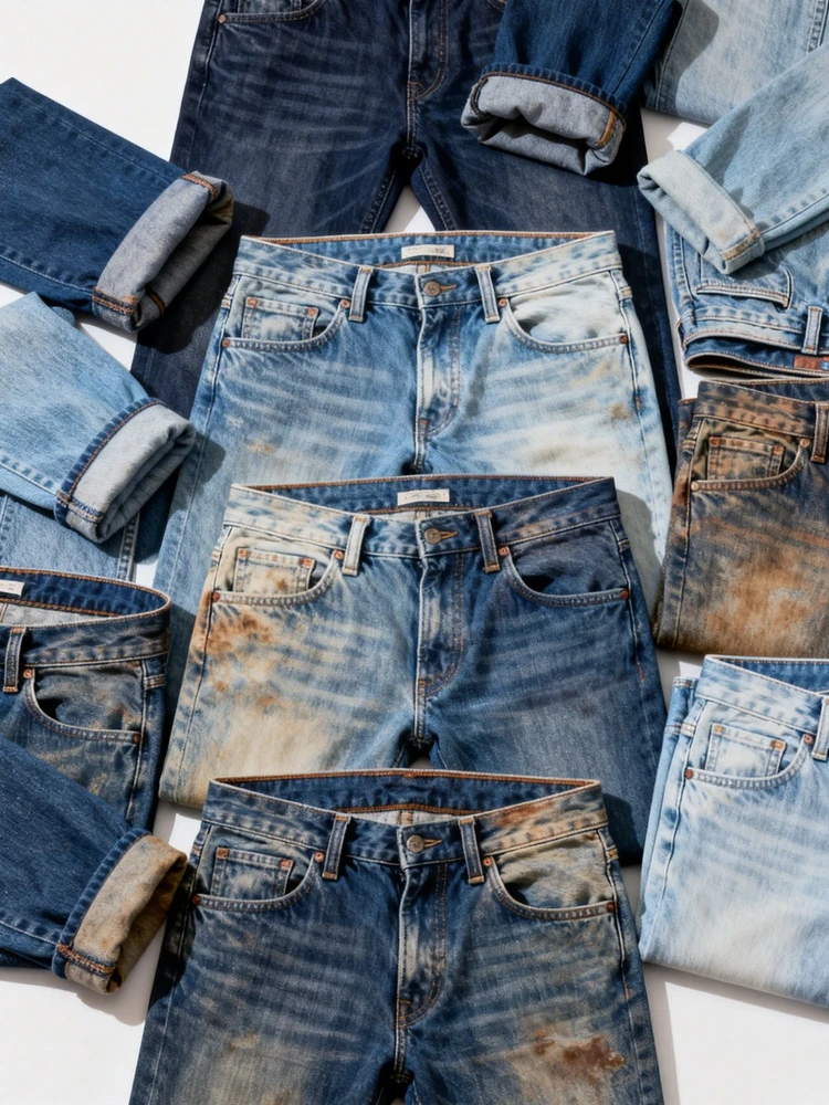 牛仔裤多款平铺扩展图
