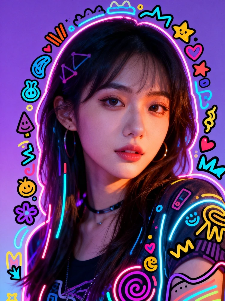 甜酷涂鸦次元人像