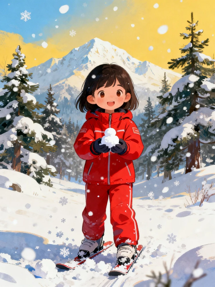 儿童冰雪运动绘本插画