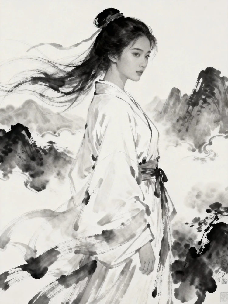 照片变水墨国风插画