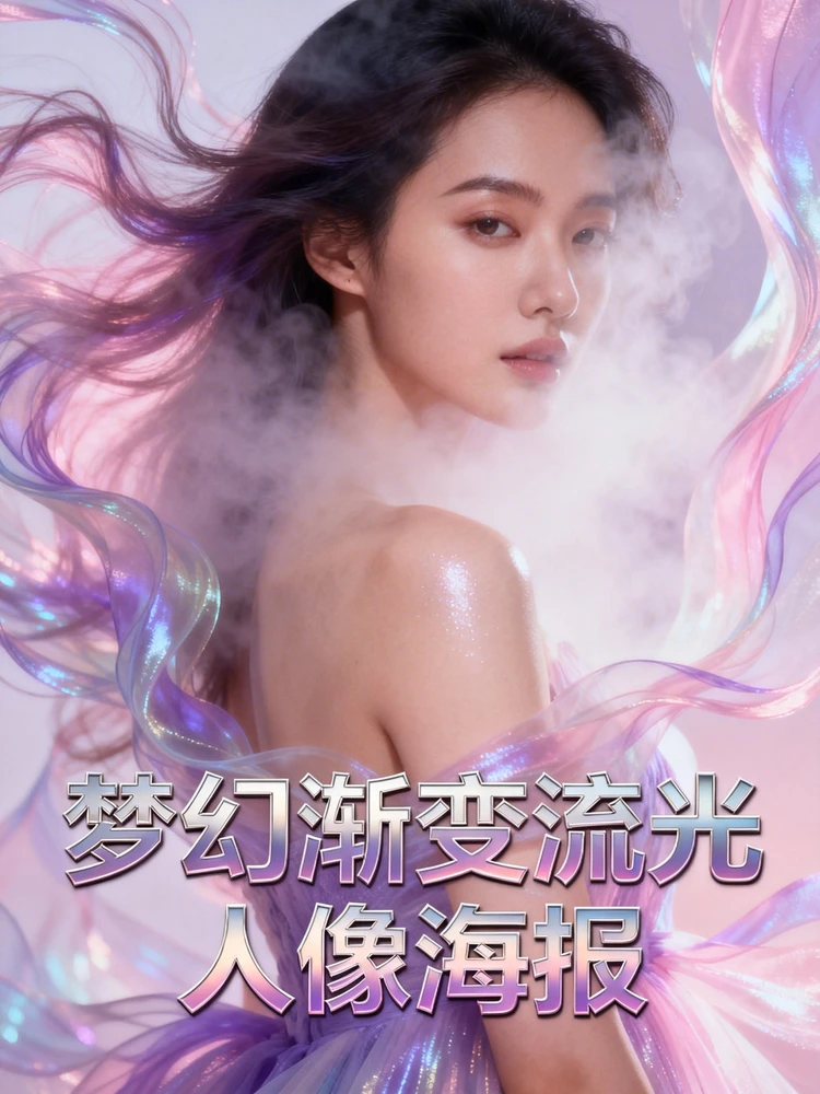 梦幻渐变流光人像海报