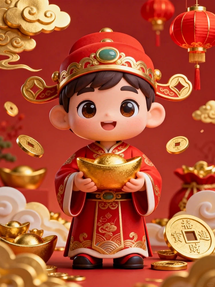 新春迎财神Q版喜庆写真