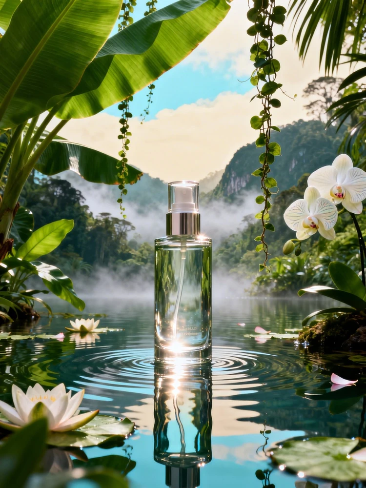 产品图一键置入雨林高级广告场景