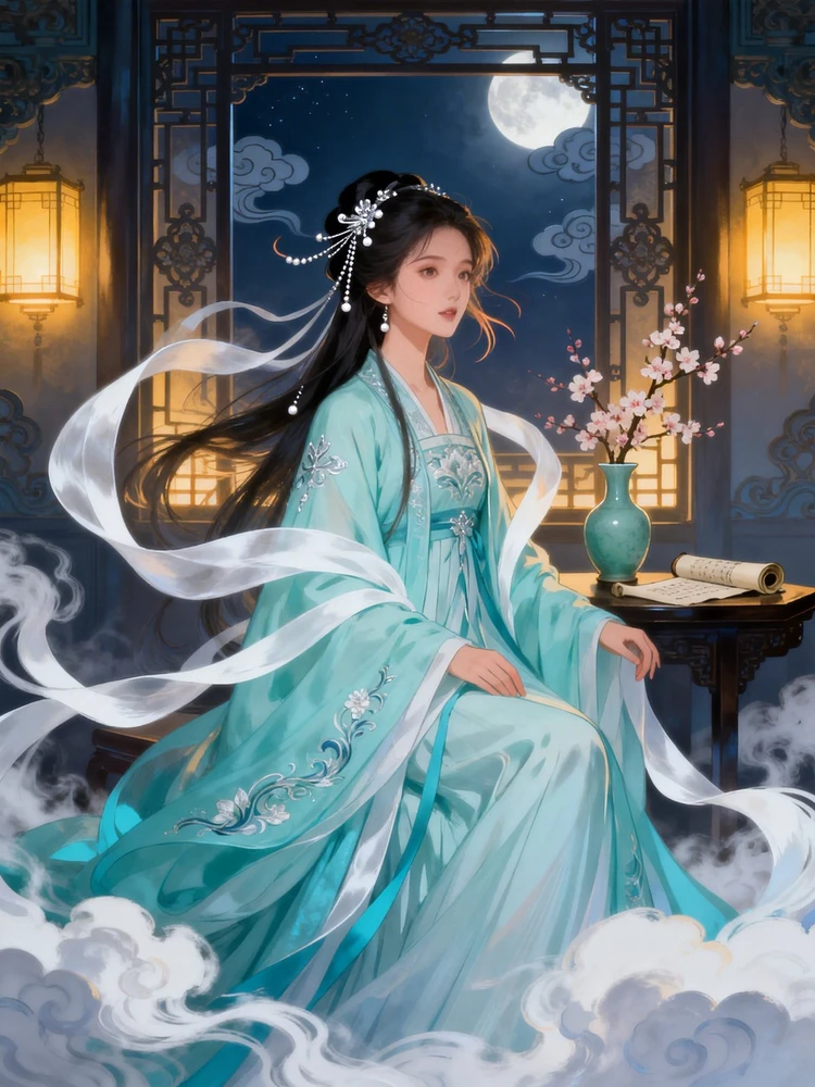 古风仙气人物手绘插画