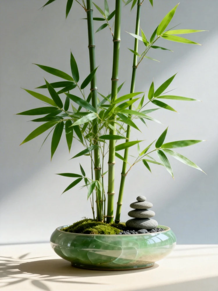 治愈系竹景盆栽写真