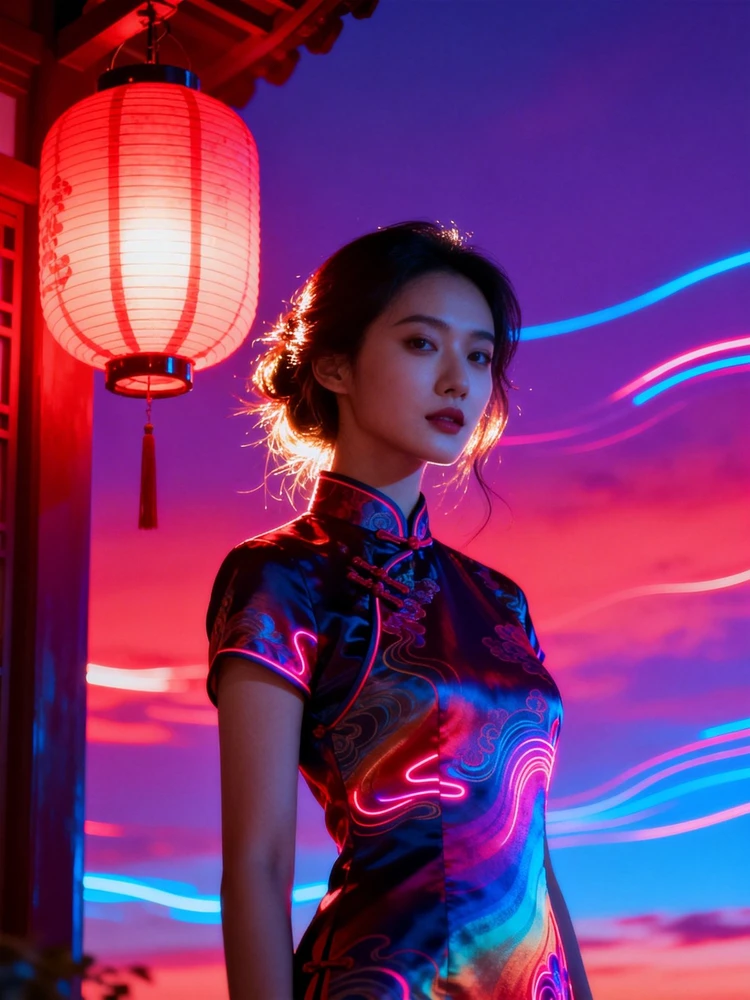 霓虹撞色国风艺术照