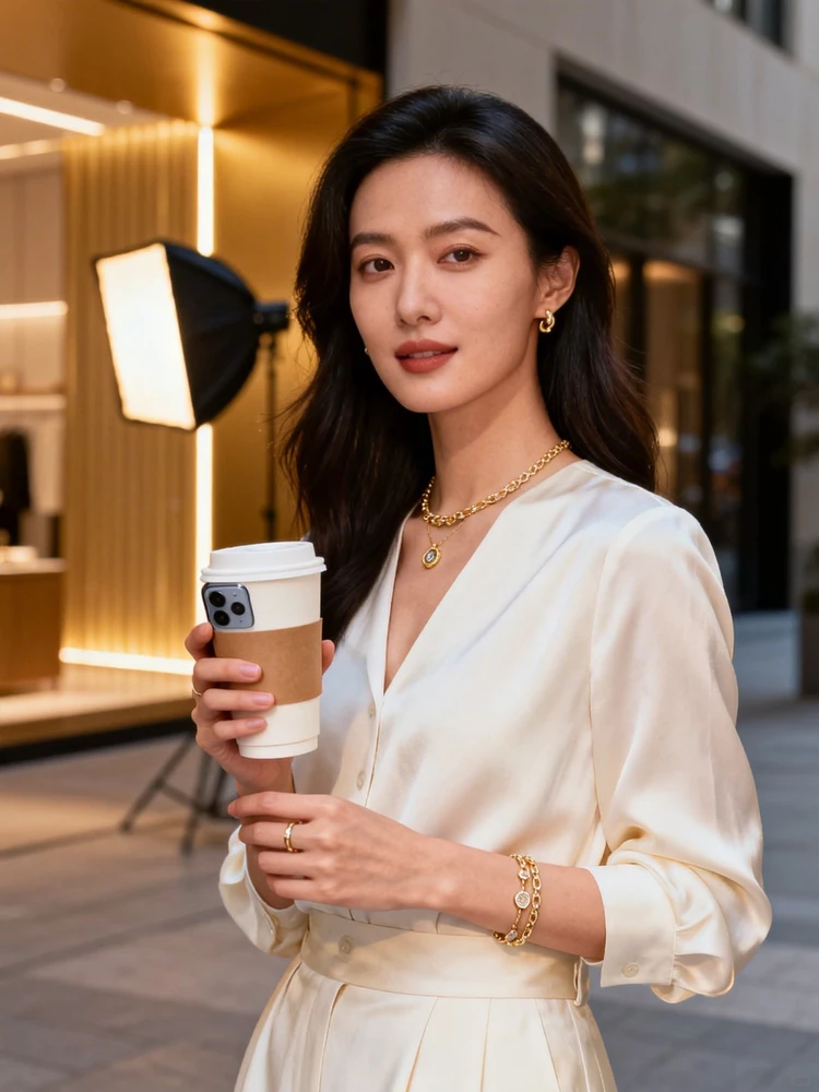 轻奢都市感产品上身广告照