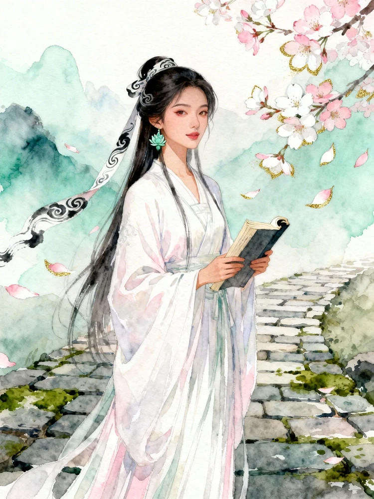 古风仙侠水彩人物画