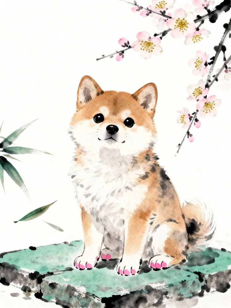 萌宠水墨绘本插画