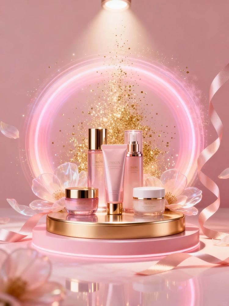 女神节梦幻美妆展台图