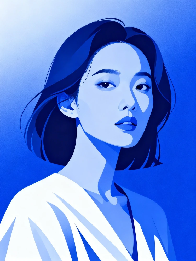 克莱因蓝时尚人物插画