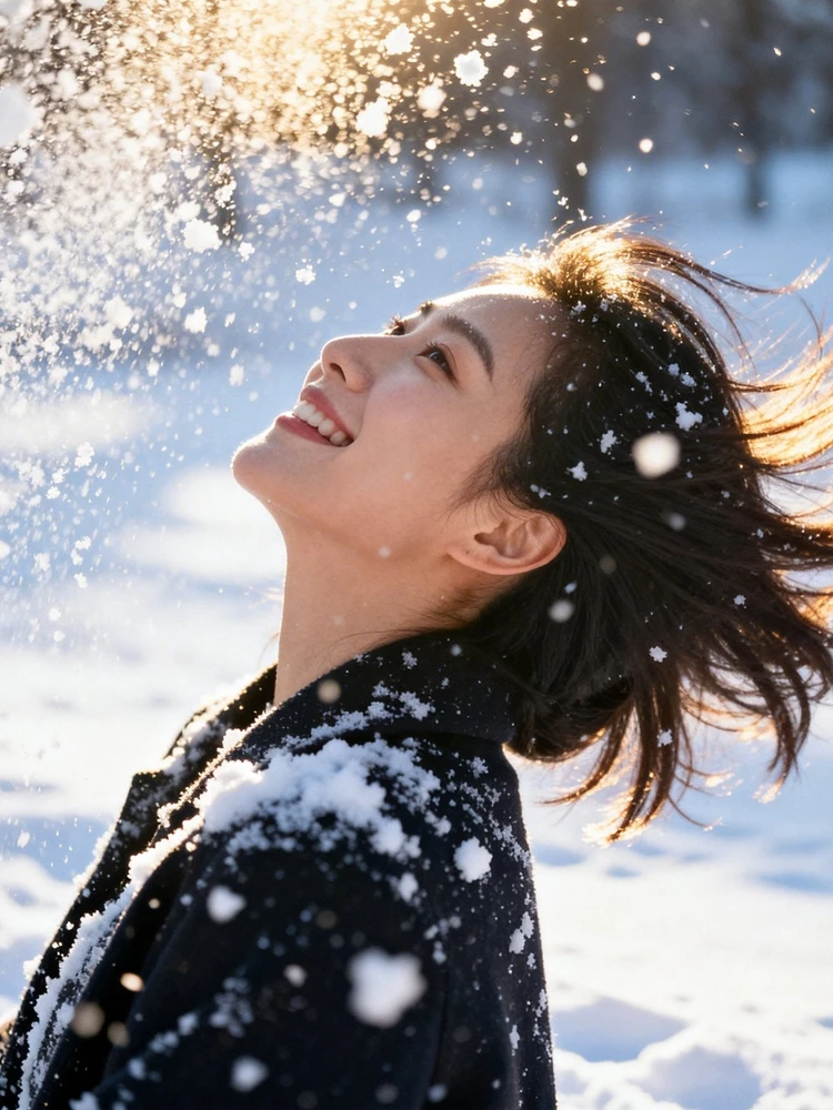 冬日雪地抓拍写真