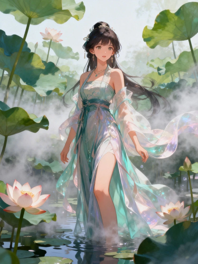 荷塘仙气少女厚涂立绘