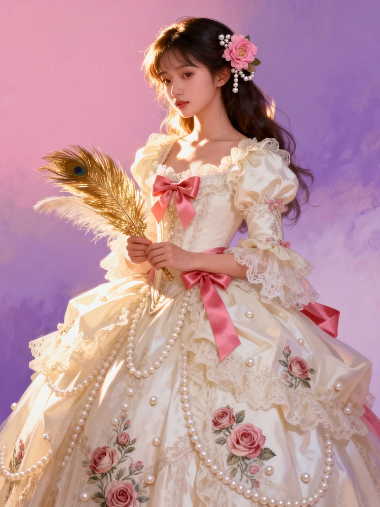 甜梦洛可可少女插画