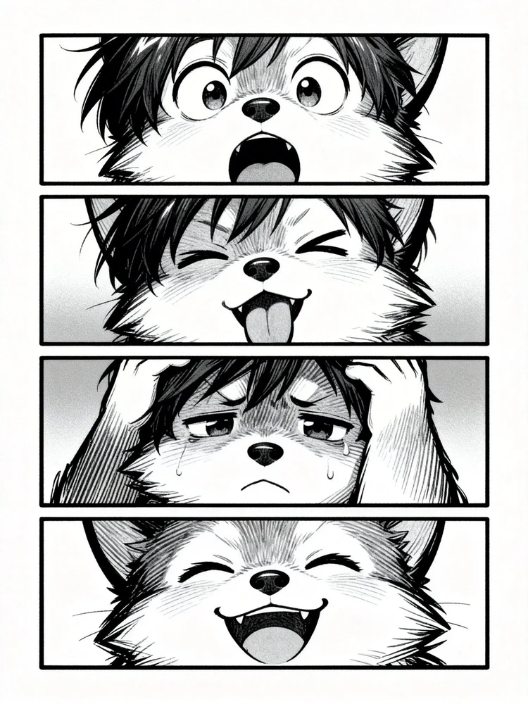 黑白四格漫画头像