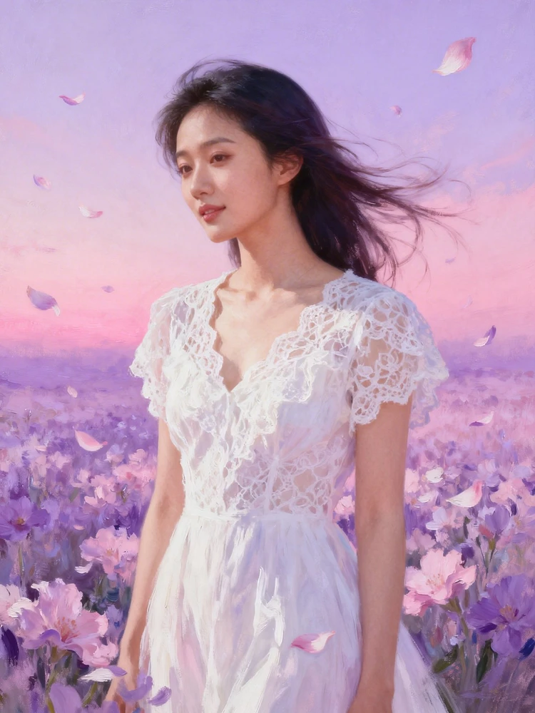 梦幻厚涂人像插画