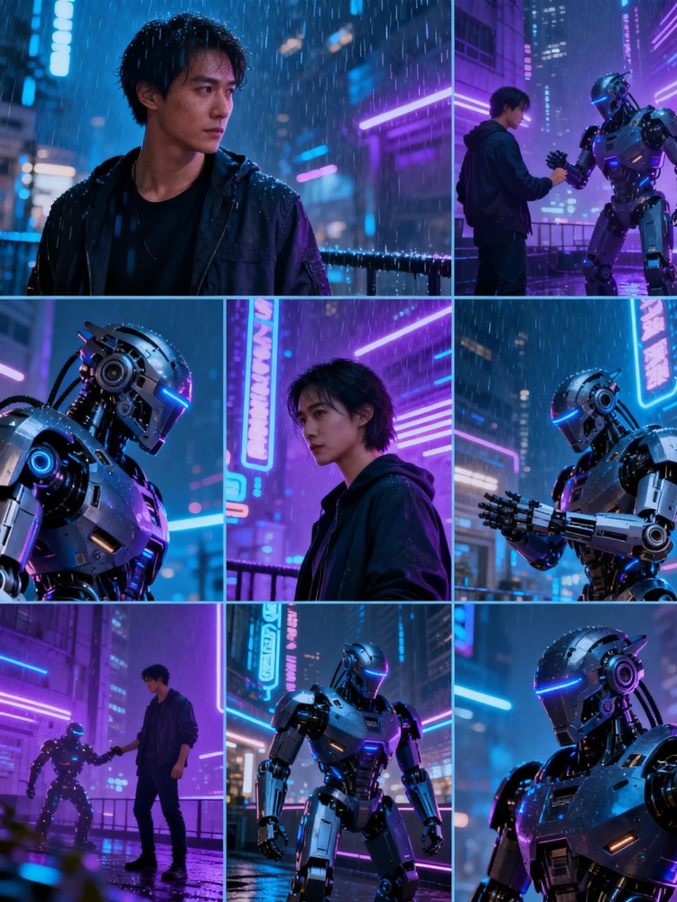 赛博朋克电影感九宫格写真