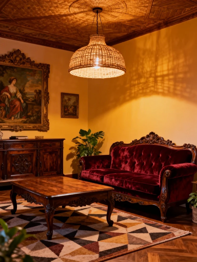 暖调中古家居空间渲染