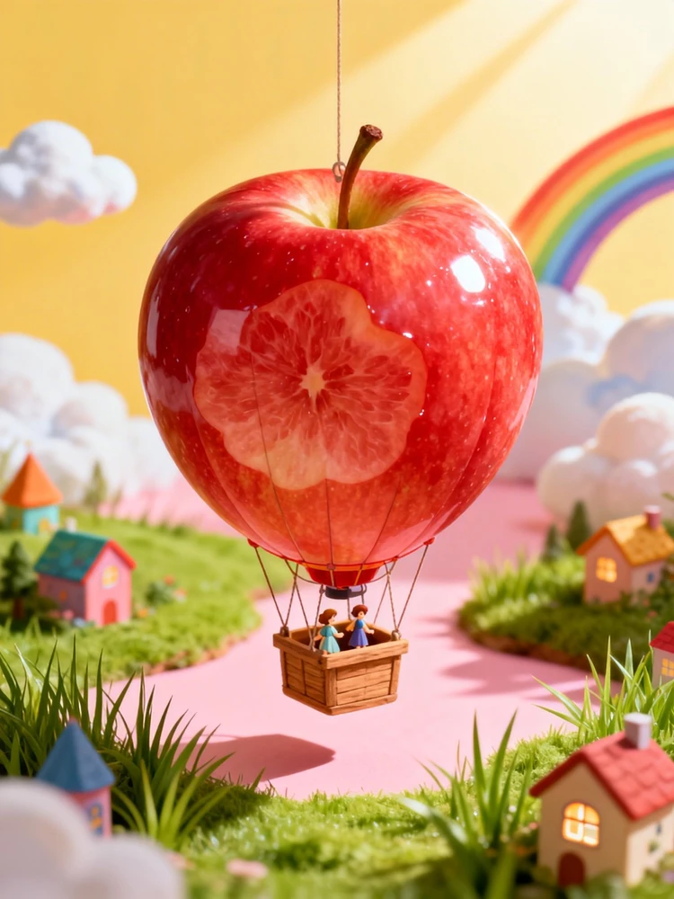苹果热气球童话微缩图