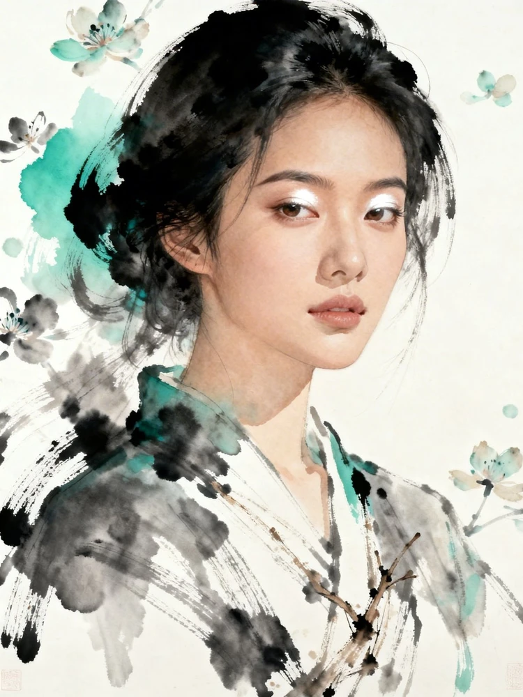 人像转水墨绘本插画