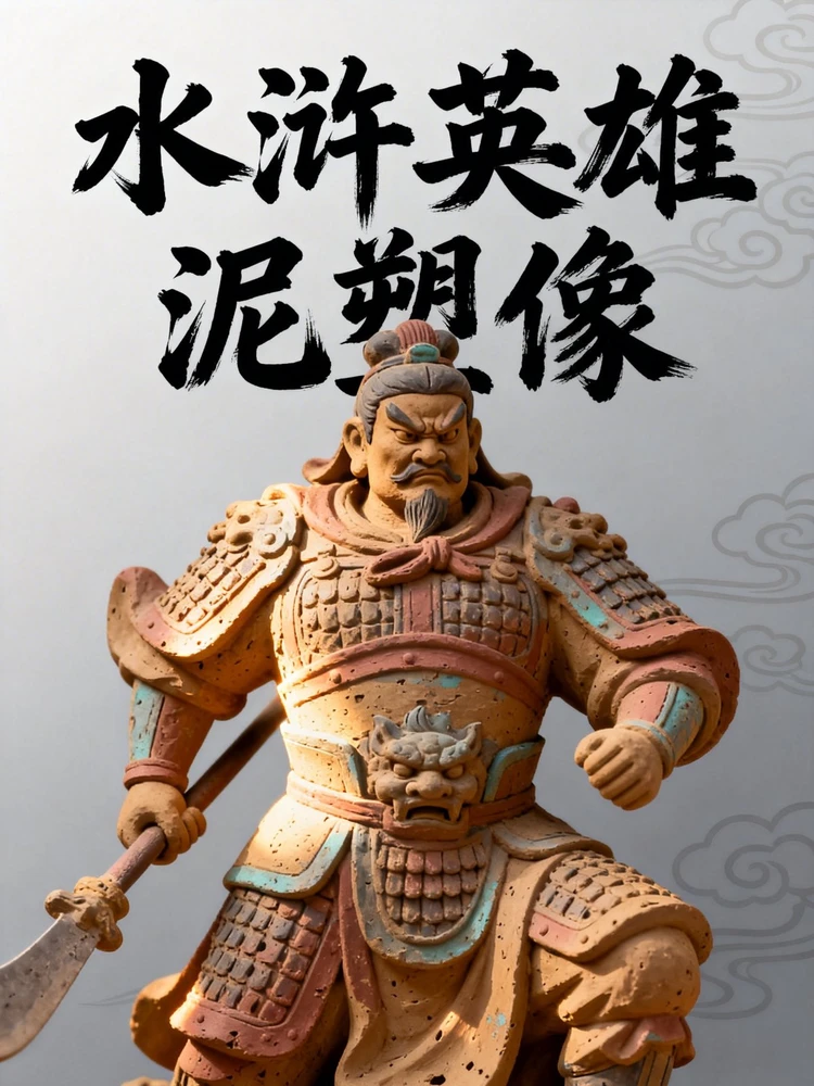 水浒英雄泥塑像