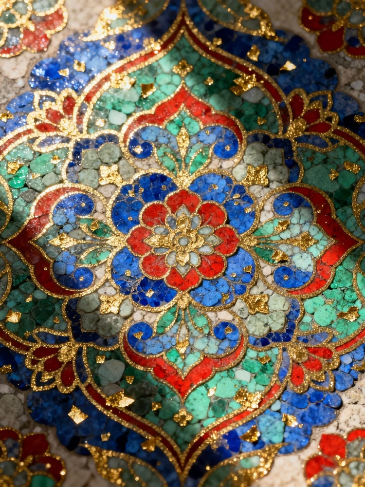 国风岩彩鎏金艺术图