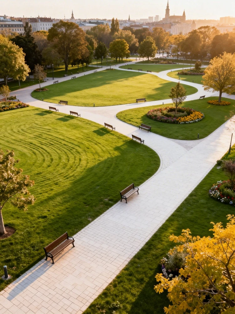城市公园鸟瞰效果图生成