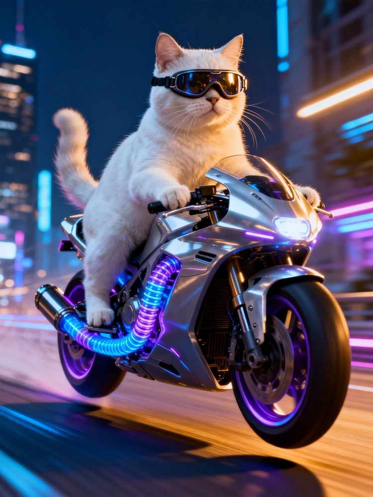 萌宠骑行科幻广告照