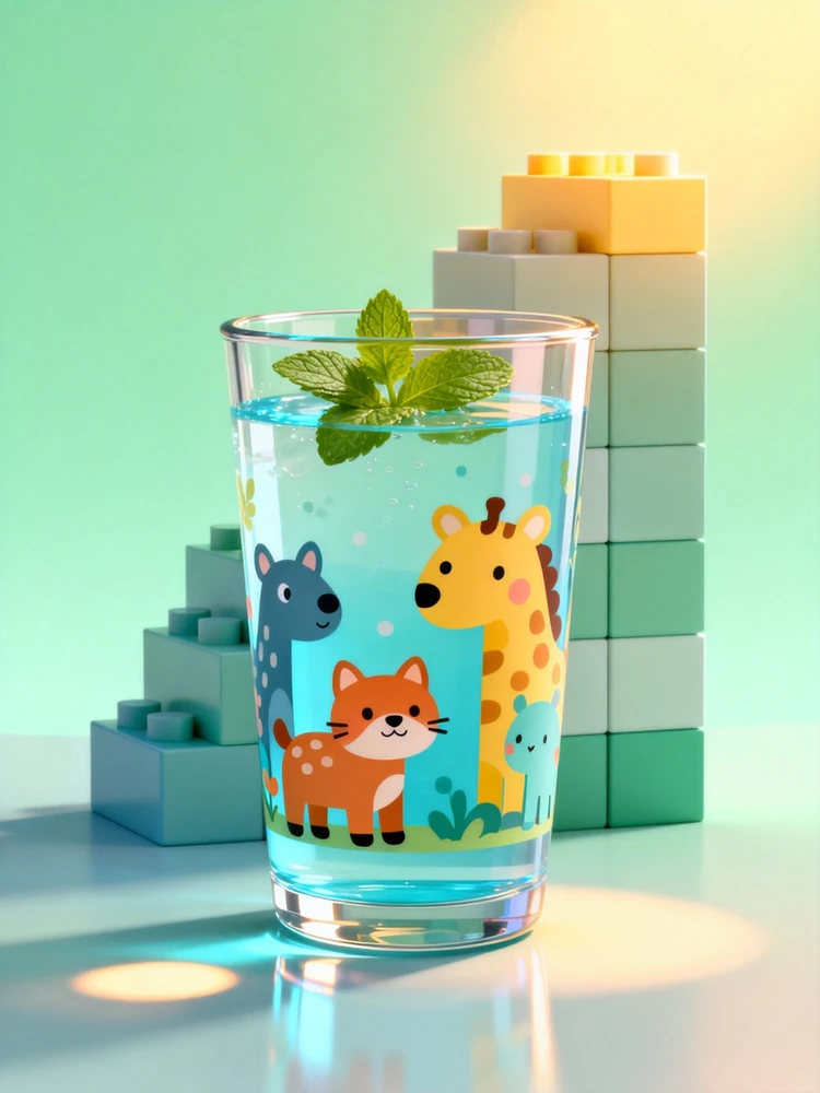 C4D水杯场景 |清新通透|童趣卡通