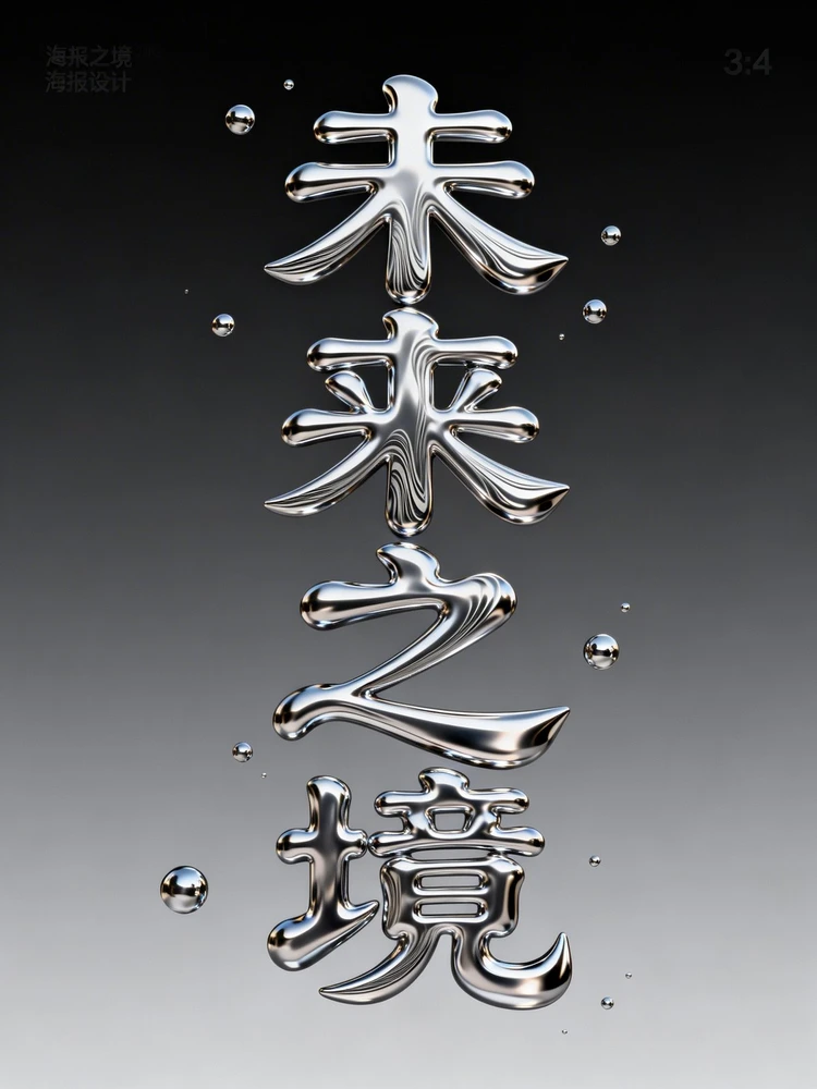 金属流体艺术字海报