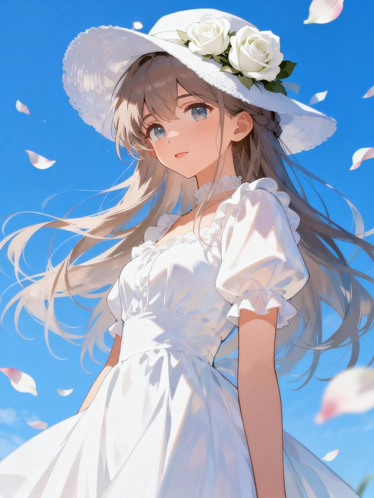 二次元白玫瑰少女头像